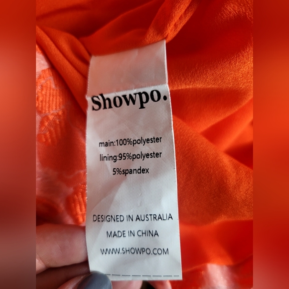 Showpo. Brailey Mini Dress - Strapless Dress in Orange Jacquard - Picture 5 of 7